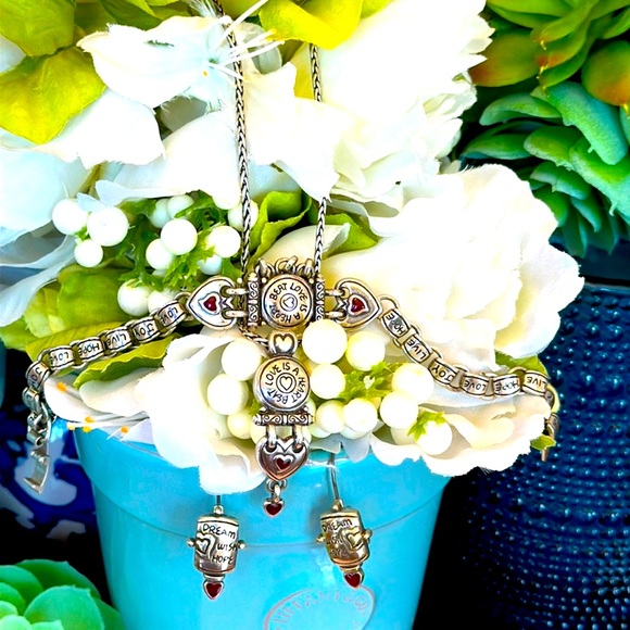 Brighton LOVE IS A HEART BEAT Heart inspirational Necklace Bracelet Earring RARE - Picture 3 of 16